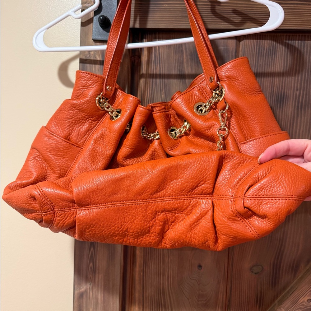 Michael Kors Orange Leather Tote Bag - Picture 6 of 13